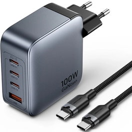 Vention TZ-FETH0-EU Cargador de Pared GaN 100W 3xUSB Tipo-C 1xUSB